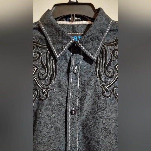 Roar Signature Button Down Shirt Mens XL Black - Picture 4 of 16